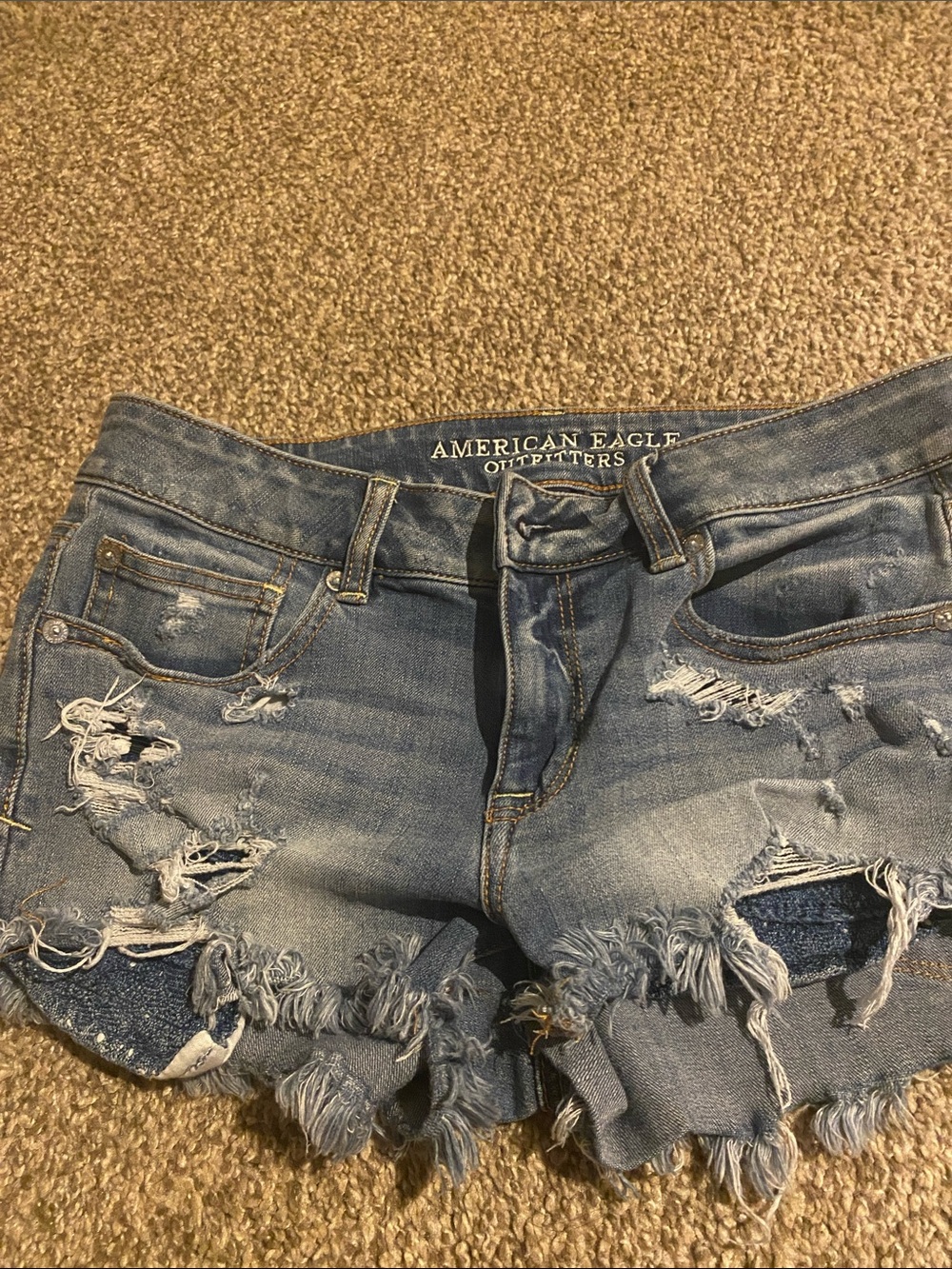 American Eagle Outfitters Light Wash Distressed Denim Cutoff Shorts